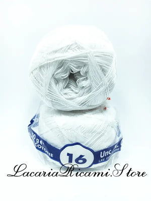 COTONE "AMBRA" 16 – Cucirini Tre Stelle - Colore: 000 - BIANCO (50 grammi) - by LacariaRicami.Store