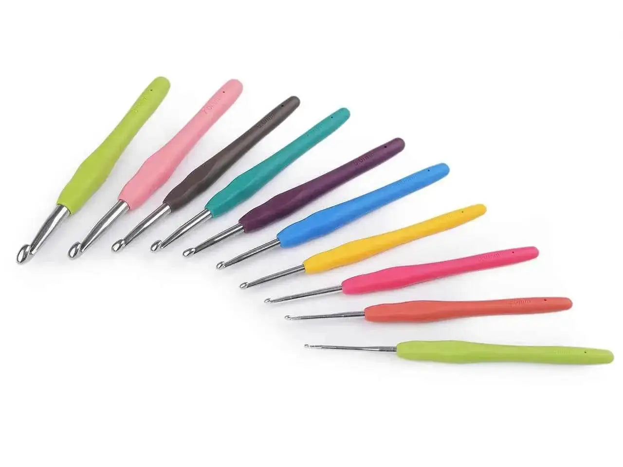 SET 10 Uncinetti Lana Ergonomici Gomma - - LacariaRicami.Store