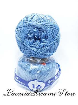 COTONE "AMBRA" 16 – Cucirini Tre Stelle - Colore: 138 - AZZURRO (50 grammi) - by LacariaRicami.Store