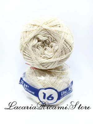 COTONE "AMBRA" 16 – Cucirini Tre Stelle - Colore: 202 - PANNA (50 grammi) - by LacariaRicami.Store