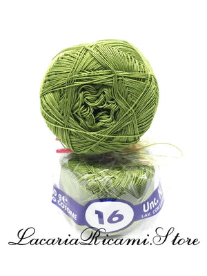 COTONE "AMBRA" 16 – Cucirini Tre Stelle - Colore: 328 - VERDE FOGLIA (50 grammi) - by LacariaRicami.Store