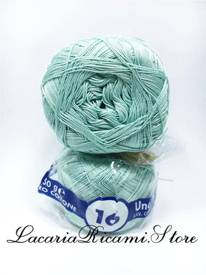 COTONE "AMBRA" 16 – Cucirini Tre Stelle - Colore: 357 - VERDE ACQUA (50 grammi) - by LacariaRicami.Store