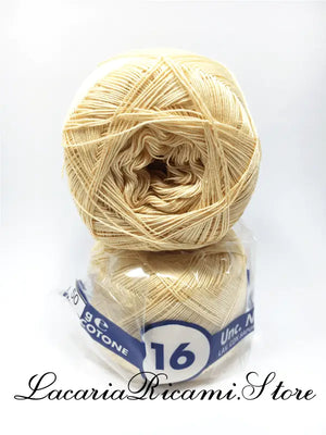 COTONE "AMBRA" 16 – Cucirini Tre Stelle - Colore: 387 - CREMA (50 grammi) - by LacariaRicami.Store