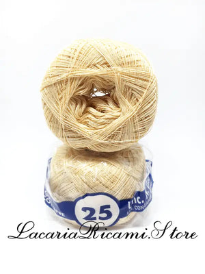 COTONE "AMBRA" 25 – Cucirini Tre Stelle - Colore: 387 - CREMA (50 grammi) - by LacariaRicami.Store