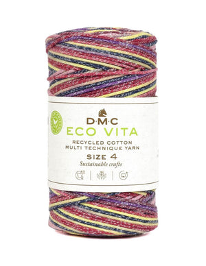 Cordino ECO VITA 4 Multicolore - DMC - Colore: 100 - BLU NAVY ROSA GIALLO VIOLA - by LacariaRicami.Store