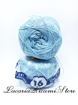COTONE "AMBRA" 16 – Cucirini Tre Stelle - Colore: 058 - CELESTE (50 grammi) - by LacariaRicami.Store