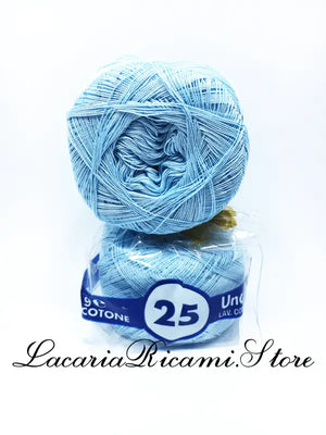 COTONE "AMBRA" 25 – Cucirini Tre Stelle - Colore: 058 - CELESTE (50 grammi) - by LacariaRicami.Store