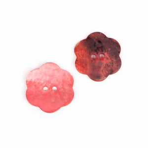 Bottone Di Conchiglia FIORE - 25mm - Colore: ROSSO - by LacariaRicami.Store