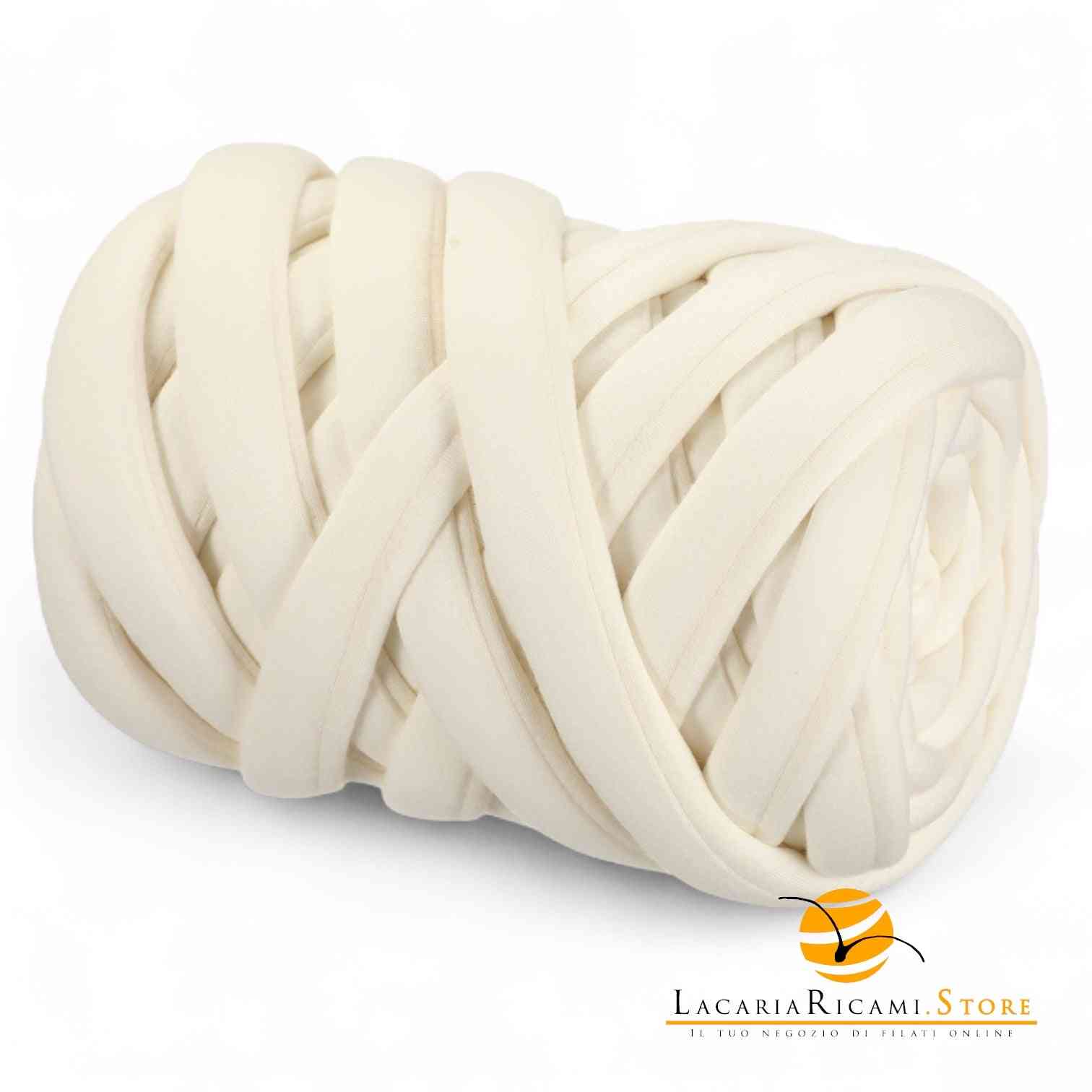 Filato Imbottito MARSHMALLOW: Un morbido tubolare Imbottito 810883 - COTONE PANNA - LacariaRicami.Store