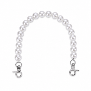 MANICO a Perle Con Moschettone 33cm - Colore: 841831 - 14mm (20 Perle) - BIANCO ARGENTO - by LacariaRicami.Store