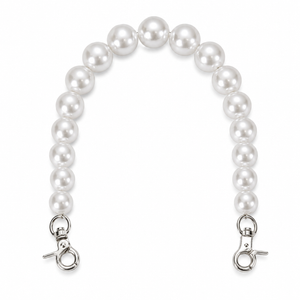 MANICO a Perle Con Moschettone 33cm - Colore: 841833 - 14-16-18-20mm (17 Perle) - BIANCO ARGENTO - by LacariaRicami.Store