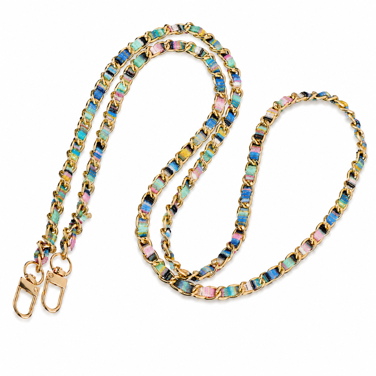 Catena Per Borse Con Inserto EcoPelle Colorata - Colore: 845751 - MIX BLU - by LacariaRicami.Store