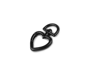 Moschettoni Con Aggancio a CUORE 27x45 mm - Colore: NERO - by LacariaRicami.Store