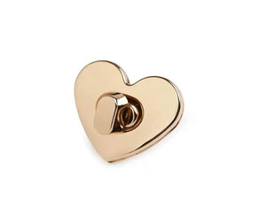 CHIUSURA a girello per BORSA - 32 x 26 mm - CUORE - Colore: ORO ROSA - by LacariaRicami.Store