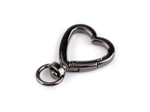 Moschettoni Con Aggancio CUORE - Colore: 26x41mm - ANTRACITE - by LacariaRicami.Store