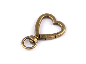 Moschettoni Con Aggancio CUORE - Colore: 26x41mm - BRONZO - by LacariaRicami.Store