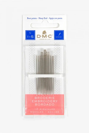 AGHI DA RICAMO CON PUNTA - DMC - Colore: 1765 1 - 12 aghi assortiti misure 1-5 - by LacariaRicami.Store