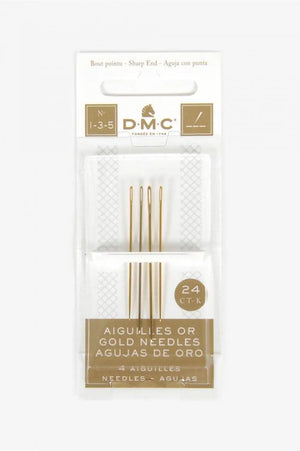 AGHI PER PUNTO CROCE DORATI - DMC - Colore: 6132 6 - 4 aghi misura 1-3-5 - by LacariaRicami.Store