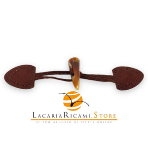 Bottone ALAMARO CORNO Camoscio - Colore: 19 - MARRONE - by LacariaRicami.Store