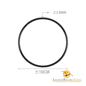 ANELLI in Metallo - Per Progetti Creativi - Colore: NERO - 10 Cm x 2.8 mm - by LacariaRicami.Store
