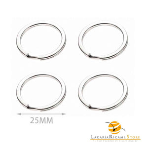 Anelli Per Portachiavi Decorativi - Colore: ARGENTO CERCHIO (9 pz) - 2.5 Cm - by LacariaRicami.Store