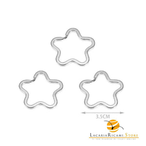 Anelli Per Portachiavi Decorativi - Colore: ARGENTO STELLA (3 pz) - 3.5x3.5 Cm - by LacariaRicami.Store