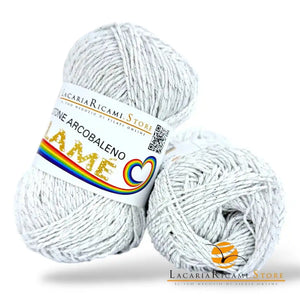 Cotone ARCOBALENO LAMÉ - LacariaRicami.Store L101 - BIANCO LAMÉ ARGENTO - LacariaRicami.Store