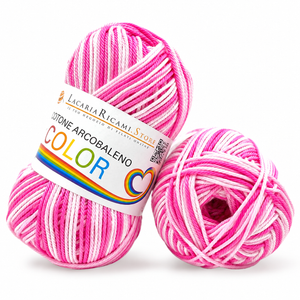 Cotone ARCOBALENO COLOR - LacariaRicami.Store - Colore: 116 - ROSA BIANCO SFUMATO - by LacariaRicami.Store