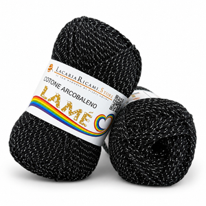 Cotone ARCOBALENO LAMÉ - LacariaRicami.Store - Colore: L103 - NERO LAMÉ ARGENTO - by LacariaRicami.Store