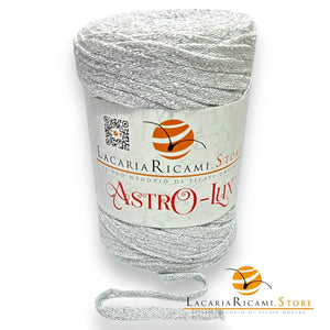 FETTUCCIA Astro-LuX - LacariaRicami.Store - Colore: 01 - BIANCO lurex ARGENTO - by LacariaRicami.Store