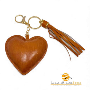BAG CHARMS in EcoPelle - CUORE ♥️ - Colore: CUOIO - by LacariaRicami.Store