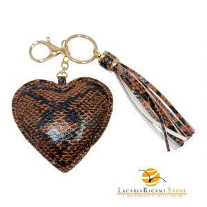 BAG CHARMS in EcoPelle - CUORE ♥️ - Colore: MACULATO - by LacariaRicami.Store