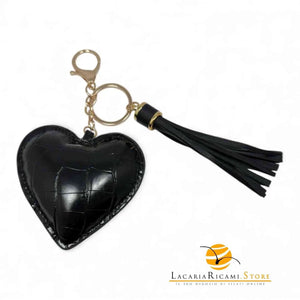 BAG CHARMS in EcoPelle - CUORE ♥️ - Colore: NERO - by LacariaRicami.Store