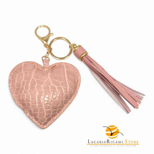 BAG CHARMS in EcoPelle - CUORE ♥️ ROSA - LacariaRicami.Store