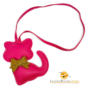 BAG CHARMS in EcoPelle - GATTO 🐈 FUCSIA - LacariaRicami.Store