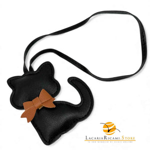 BAG CHARMS in EcoPelle - GATTO 🐈 NERO - LacariaRicami.Store