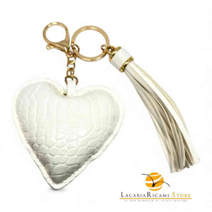 BAG CHARMS in EcoPelle - CUORE ♥️ - Colore: BIANCO - by LacariaRicami.Store