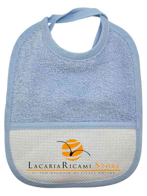 BAVAGLINO Spugna con Tela Aida RICAMABILE 20x19 - Colore: CELESTE - by LacariaRicami.Store