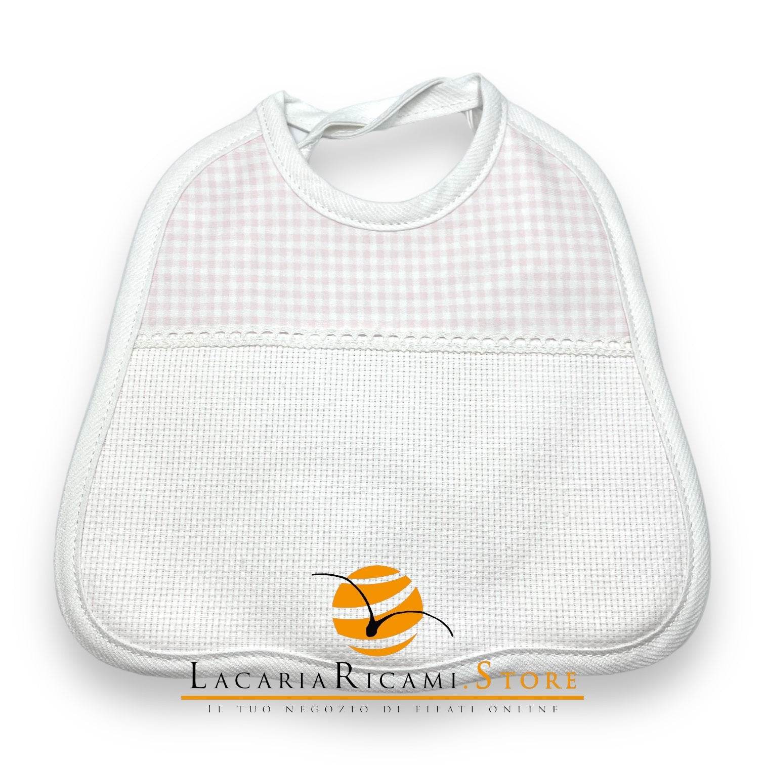 BAVAGLINO con Tela Aida RICAMABILE 21×20 JERSEY QUADRETTI - - LacariaRicami.Store