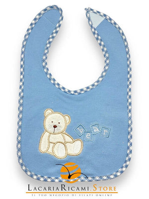 BAVAGLINO Orso/Coniglio Con Velcro 15x18cm - Colore: ORSO - AZZURRO - by LacariaRicami.Store