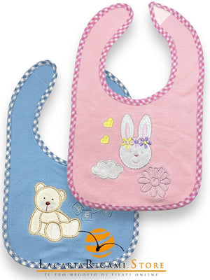 BAVAGLINO Orso/Coniglio Con Velcro 15x18cm - - LacariaRicami.Store