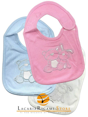 BAVAGLINO Orso e Coniglio Con Velcro 19x16cm - - LacariaRicami.Store
