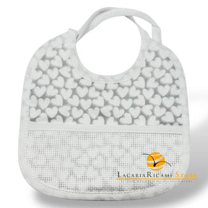 BAVAGLINO con Tela Aida RICAMABILE Millerighe Cuoricini 16x16cm - LacariaRicami.Store
