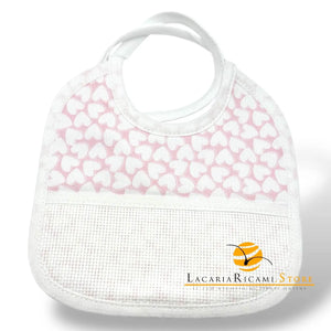 BAVAGLINO con Tela Aida RICAMABILE Millerighe Cuoricini 16x16cm - LacariaRicami.Store