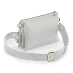 BORSA a Tracolla Morbida Boutique - BagBase - Colore: GRIGIO CHIARO - ORO - by LacariaRicami.Store