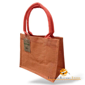 BORSA Juta Colorata - MAS Srl 26x22x14 - ARANCIO - LacariaRicami.Store