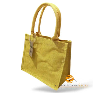 BORSA Juta Colorata - MAS Srl 26x22x14 - GIALLO - LacariaRicami.Store