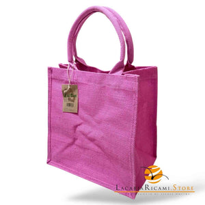 BORSA Juta Colorata - MAS Srl 30X30X19 - FUXIA - LacariaRicami.Store