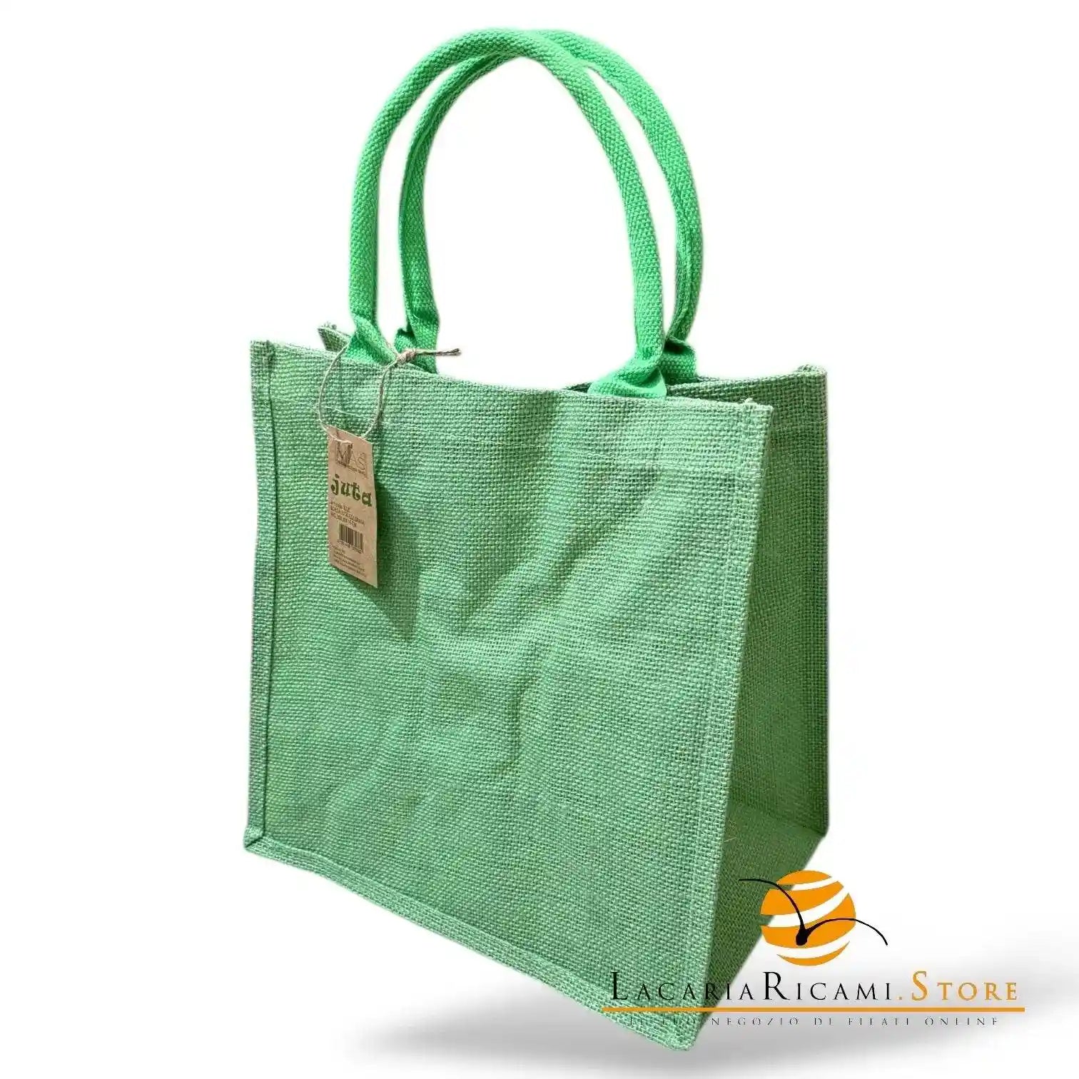 BORSA Juta Colorata - MAS Srl 30X30X19 - VERDE - LacariaRicami.Store