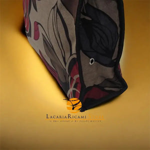 BORSA Porta Lavoro Cucito/Maglia/Uncinetto "ROSE" Con Manici In Legno